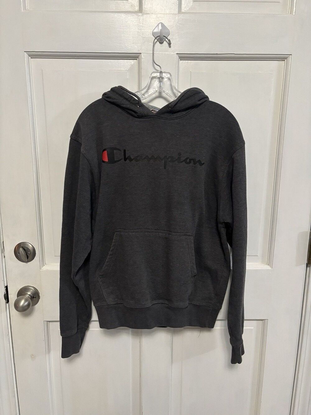 Men’s Dark Gray Champion Hoodie Sweatshirt Size S Athleisure Basic Workout Gym